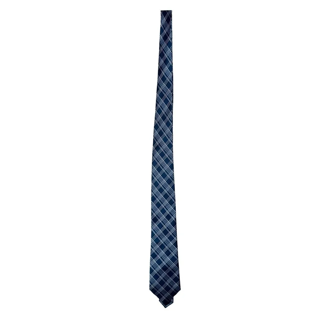 Michael Kors Mens Blue White Plaid 100% Silk Necktie RN 121148 CA‎ 50900